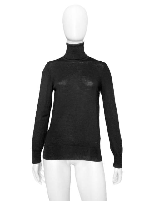 Dior Dior Fall 2006 Galliano Black Logo Knit Turtleneck Sweater