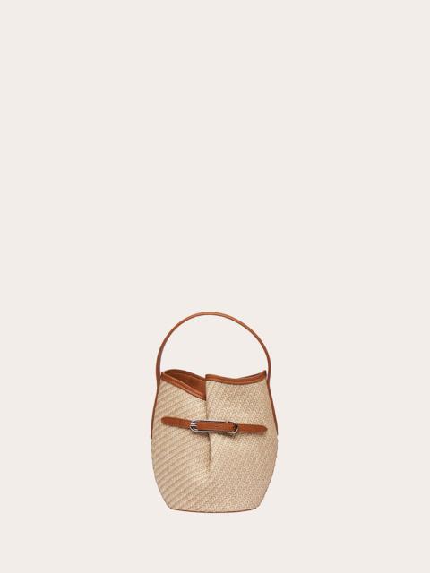 Liffner BELTED BUCKET BAG MINI BEIGE RAFFIA