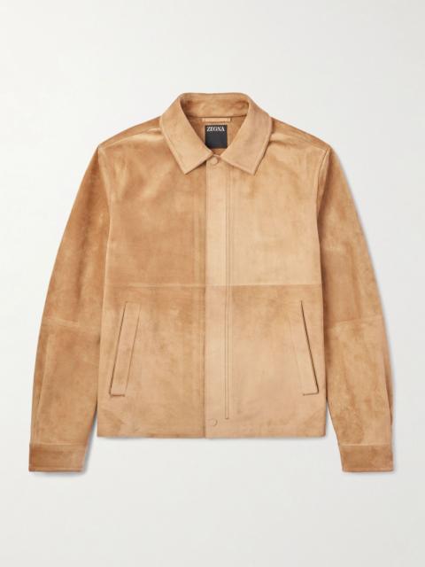 ZEGNA Suede Jacket Tan