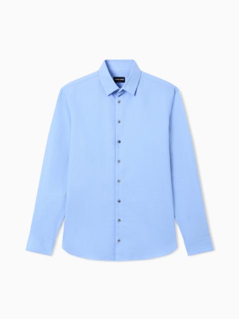 GIORGIO ARMANI REGULAR-FIT COTTON-SEERSUCKER SHIRT