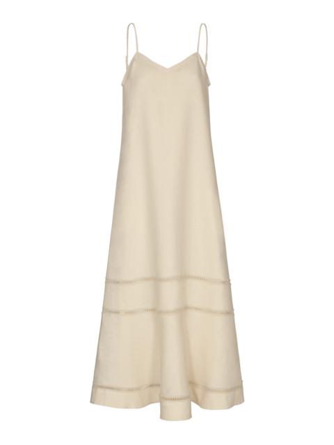 ANDRES OTALORA Al Viento Embroidered Linen Maxi Dress ivory