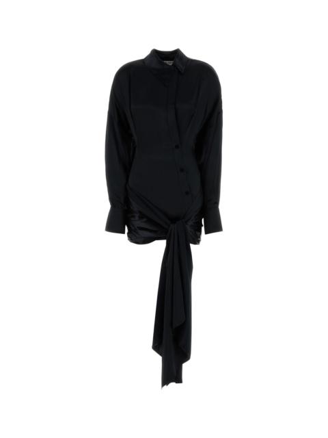 THE ATTICO Black satin shirt dress