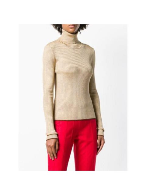 Marco de Vincenzo - MARCO DE VICENZO Gold Glitter Sweater Turtleneck Knit Top Sz L 44 IT NWT $555