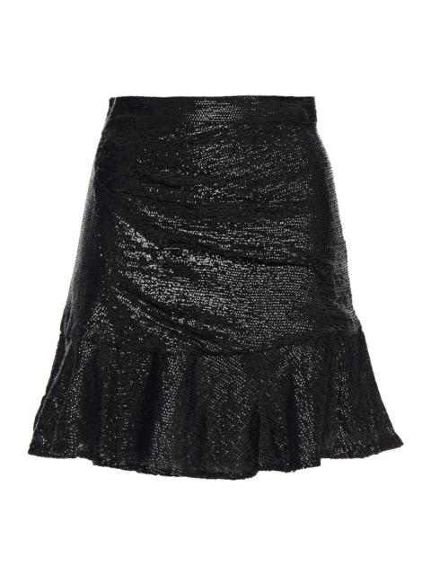 Other Designers Nako fluted sequined crepe de chine mini skirt