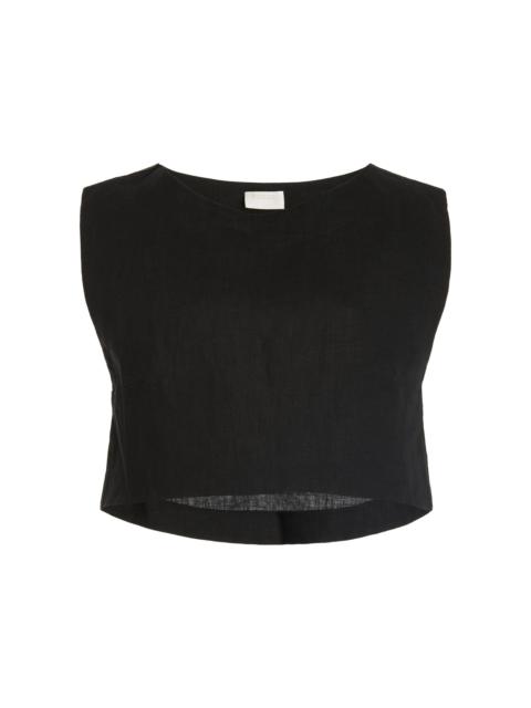 POSSE Exclusive Martina Linen Crop Top black