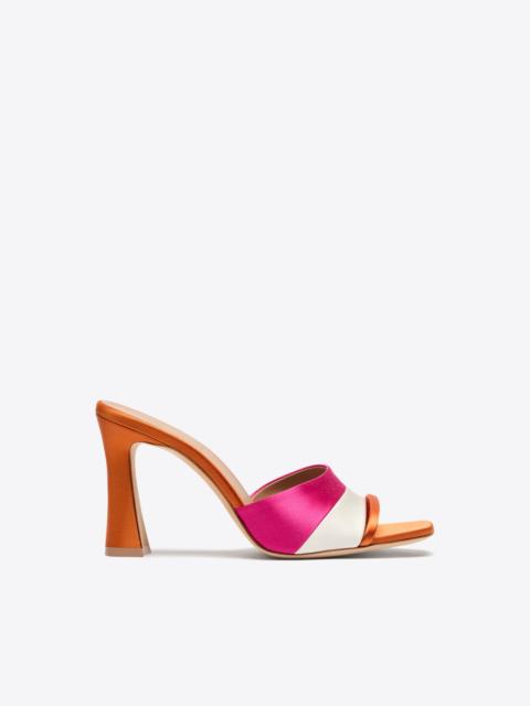 MALONE SOULIERS Roxanne 90 Orange & Pink Satin Heeled Sandals