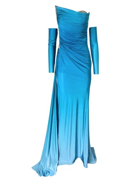 Other Designers Rhinestone Embellished Blue Ombre Gown