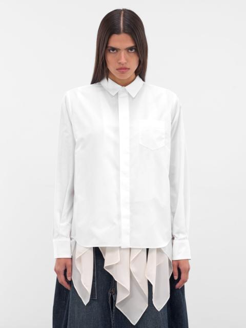 sacai White Poplin Layered Drape Shirt