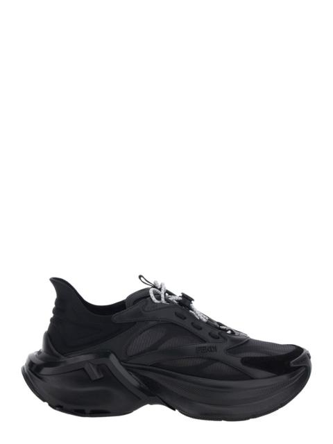 FENDI Fendi Women 'F-Light' Black Low Top Sneakers With Ff Motif On The Side And Chunky Sole In Mesh And L