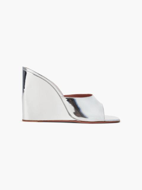 Amina Muaddi Lupita mirrored-leather wedge mules