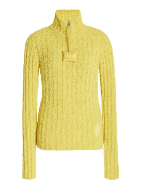 Moncler 1 Moncler JW Anderson Half-Zip Ribbed-Knit Sweater yellow