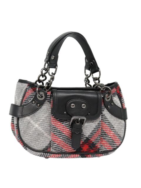 Burberry Burberry Nova Check Blue Label Chain Hand Bag Wool Gray