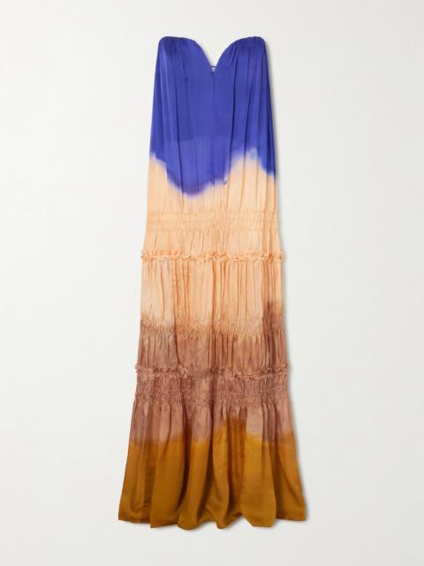 ULLA JOHNSON Veil Strapless Tiered Silk-satin Gown