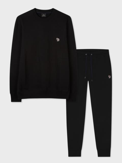 Paul Smith Black Organic Cotton Zebra Logo Sweatshirt & Sweatpants Set