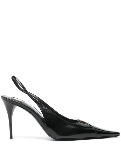 SAINT LAURENT Saint Laurent Women Babylone Leather Slingback Pumps