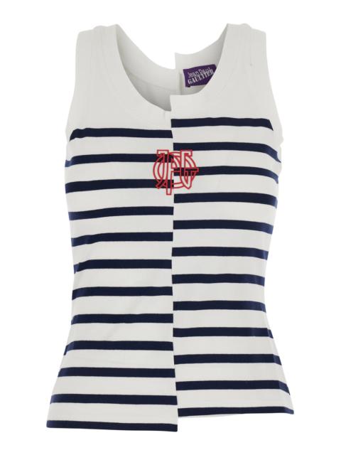 Jean Paul Gaultier Jean Paul Gaultier Women Asymmetrical Top In Stretch Cotton With Logo Detail