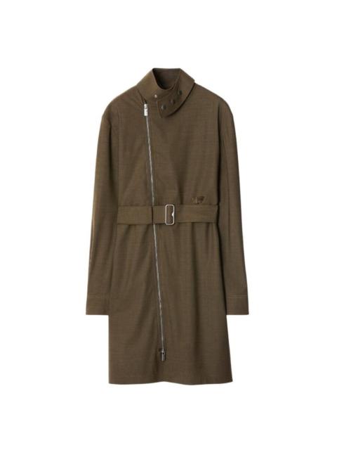 Burberry Burberry Stretch Wool Belted Zip Dress