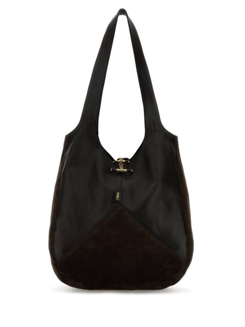Chloé Brown suede and leather Balloon shopping bag