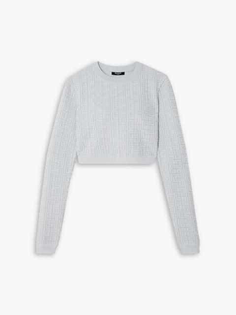 Balmain Cropped jacquard-knit top