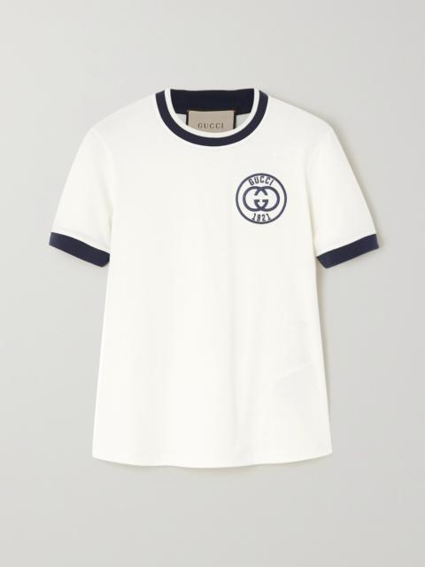 GUCCI Embroidered Cotton-jersey T-shirt