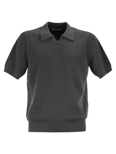 Brunello Cucinelli Brunello Cucinelli Men Cotton Rib Knit Polo Shirt