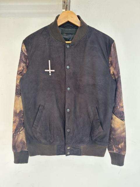 Other Designers Japanese Brand - Black Sovle Sleeve Overprint Bomber Jacket