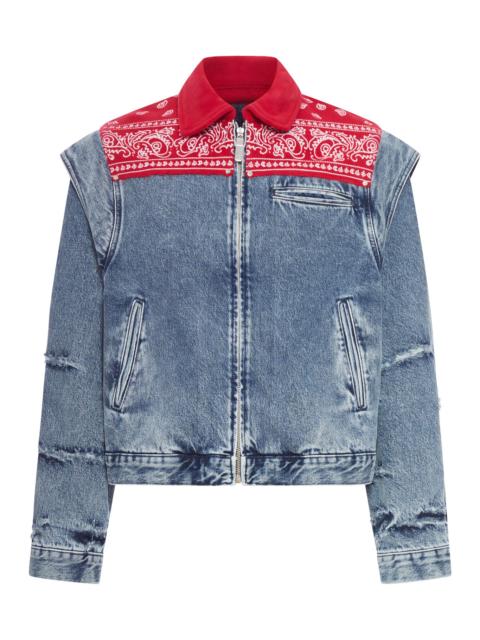 PDF DENIM CAPE JACKET WITH BANDANA EFFECT