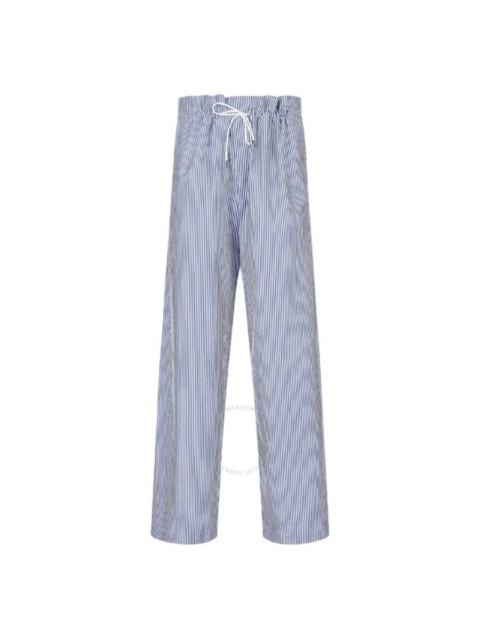 EMPORIO ARMANI Emporio Armani Blue Poplin Striped Drawstring Trousers