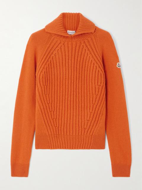 Moncler Ribbed Wool And Cashmere-blend Turtleneck Polo Sweater