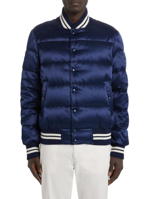 Dives Quilted Satin Down Bomber Jacket