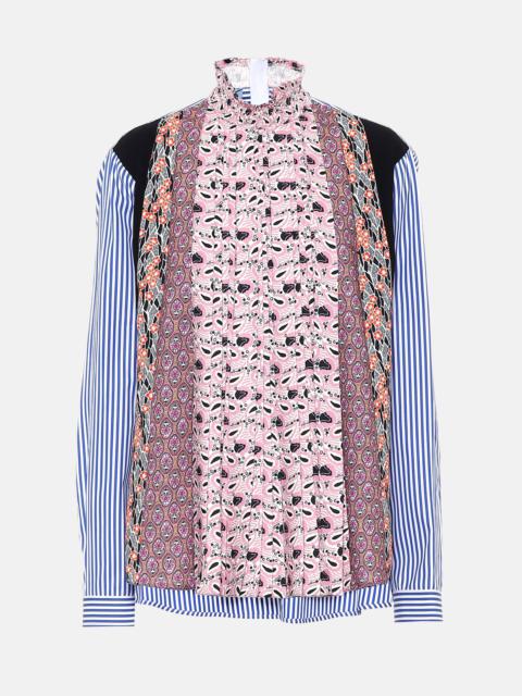 Prada Printed crêpe and cotton blouse