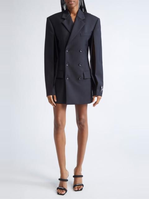 Alexander Wang Alexander Wang Long Sleeve Double Breasted Wool & Mohair Blazer Minidress in Black at Nordstrom