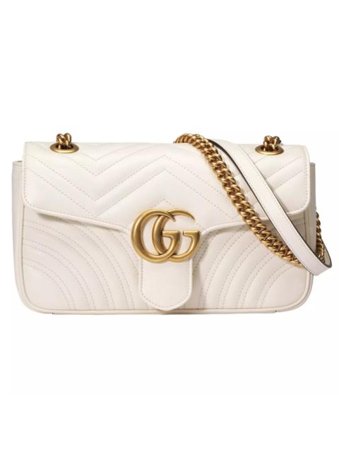 GUCCI Gucci Marmont Medium GG White Leather Shoulder Bag New Auth