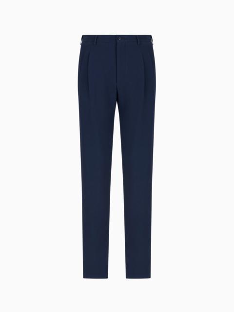 GIORGIO ARMANI WOOL SEERSUCKER DOUBLE-PLEAT TROUSERS