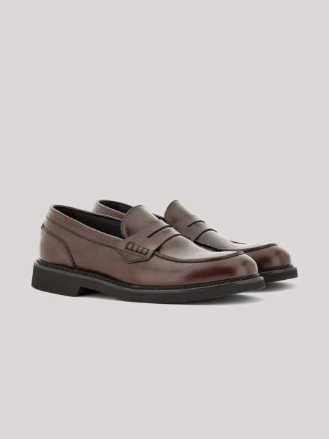 Canali DARK BROWN CALFSKIN COLLEGE SHOES WITH ULTRALIGHT SOLE