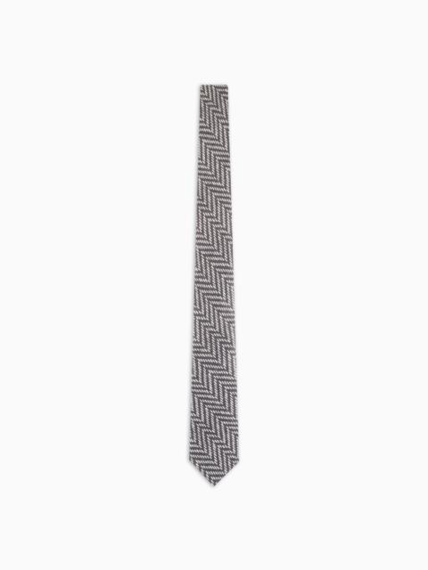 ASV silk tie with geometric print