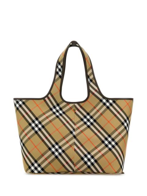 Burberry Women Embroidered Canvas Medium Check Shopping Bag