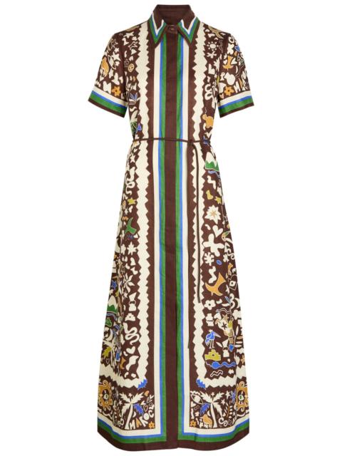 ALÉMAIS Alemais Maroc Printed Linen Maxi Shirt Dress