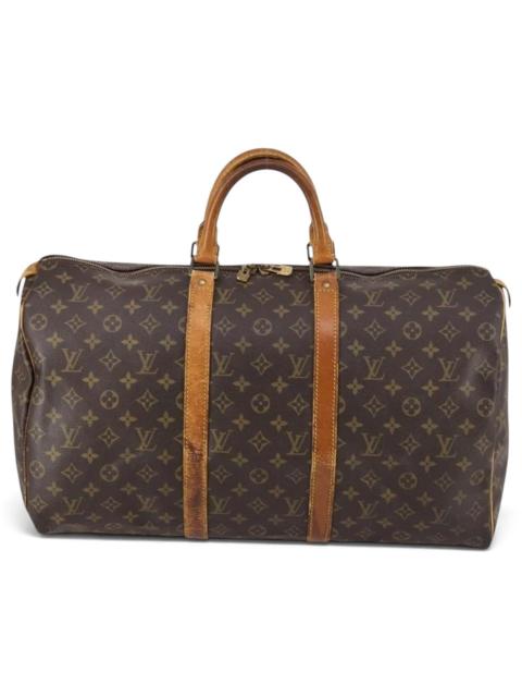 Louis Vuitton Keepall leather travel bag