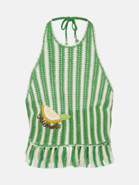 ALÉMAIS Sundae crochet embroidered cotton crop top