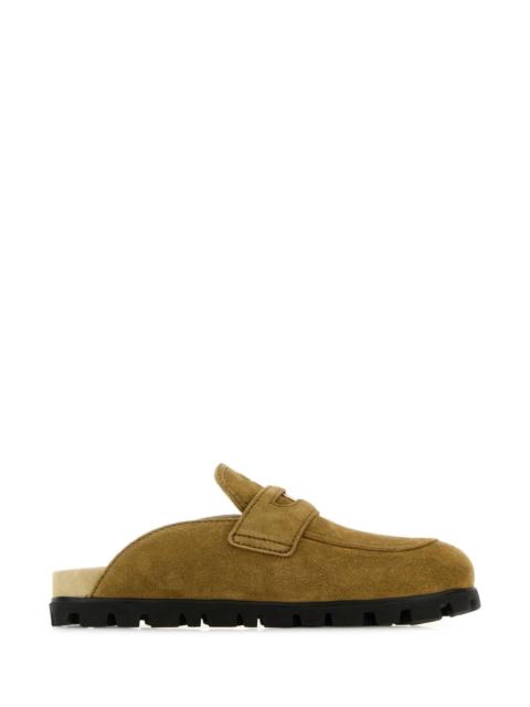 Miu Miu Miu Miu Women Olive Green Suede Slippers