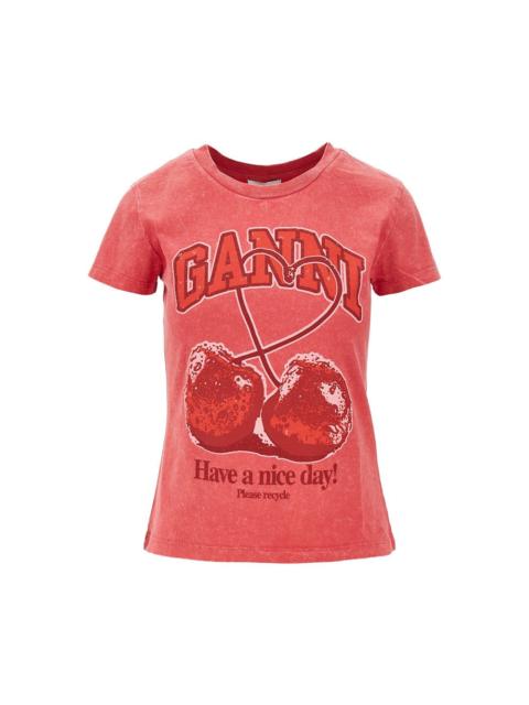GANNI Ganni Women Jersey T-Shirt With 'Cherry' Print
