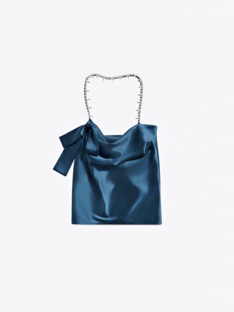 AREA CRYSTAL EMBELLISHED SATIN HALTER TOP