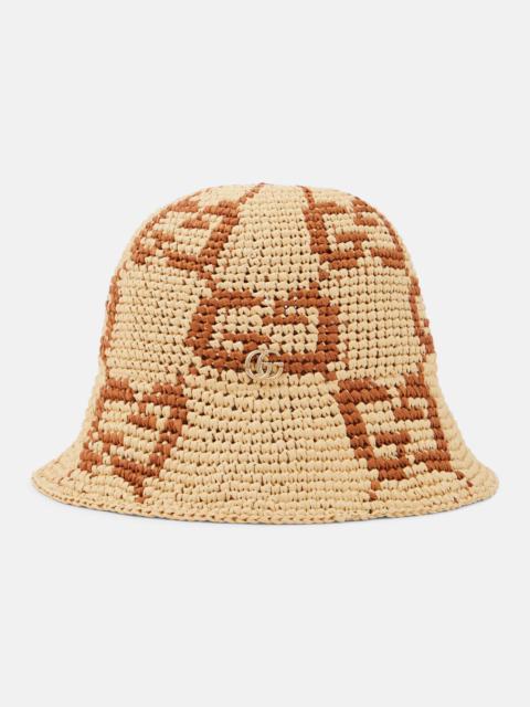 GG raffia-effect cloche hat