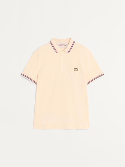Valentino COTTON PIQUÉ POLO SHIRT WITH VLOGO PATCH