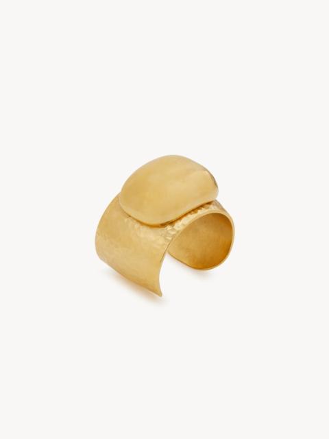 SAINT LAURENT CABOCHON HAMMERED CUFF IN METAL