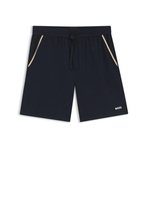 BOSS STRETCH-COTTON PAJAMA SHORTS WITH SIGNATURE-STRIPE TAPE