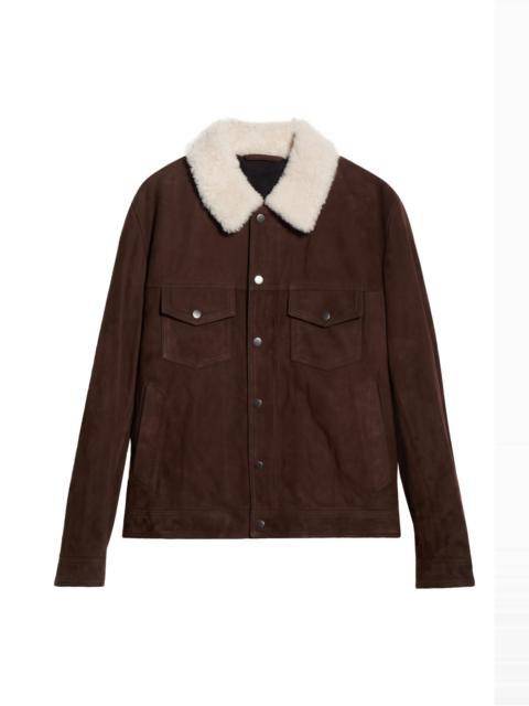 BOSS BOSS x Beckham Mordy Suede & Genuine Shearling Jacket in Open Brown at Nordstrom
