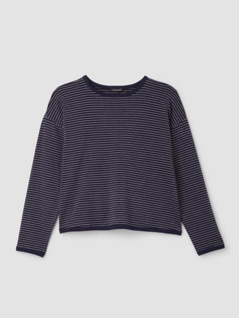 EILEEN FISHER Striped Cozy Brushed Terry Box-Top