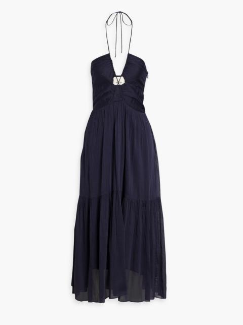 Isabel Marant Birona cutout cotton and silk-blend crepon halterneck maxi dress